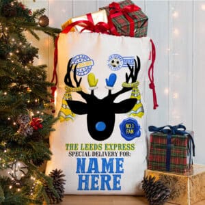 Personalised Leeds Football Reindeer Christmas Sack RCS38