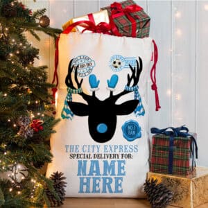 Personalised Man City Football Reindeer Christmas Sack RCS43