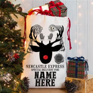 Personalised Newcastle Football Reindeer Christmas Sack RCS46