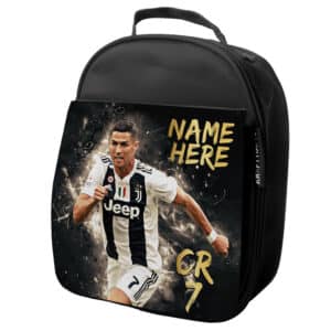 Personalised Ronaldo Juventus Football Black School Lunch Bag CR01