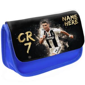Personalised Ronaldo Football Player Blue Pencil Case CR02