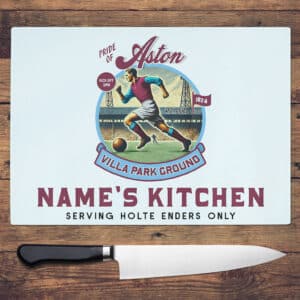 Personalised Aston Villa Vintage Nostalgia Football Chopping Board NFCH03