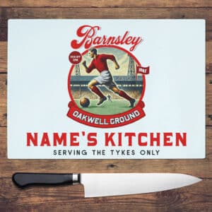 Personalised Barnsley Vintage Nostalgia Football Chopping Board NFCH04