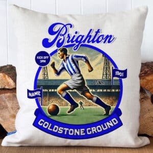 Personalised Brighton Vintage Nostalgia Football Cushion Cover NF11