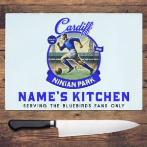 Personalised Cardiff Vintage Nostalgia Football Chopping Board NFCH15