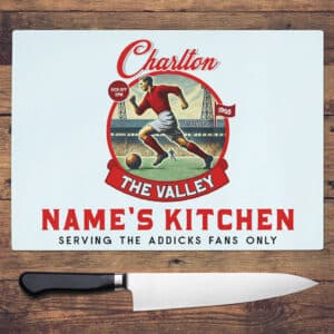 Personalised Charlton Vintage Nostalgia Football Chopping Board NFCH17