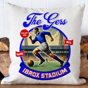 Personalised Glasgow Rangers Vintage Nostalgia Football Cushion Cover NF35