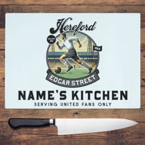 Personalised Hereford Vintage Nostalgia Football Chopping Board NFCH39