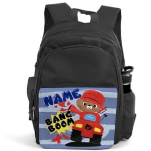 Personalised Army Tank Bear Kids Black Backpack KK03
