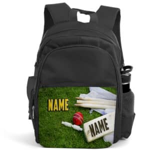 Personalised Cricket Kids Black Backpack ST183