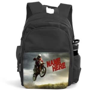 Personalised Dirt Bike Motocross Kids Black Backpack SH062