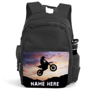 Personalised Dirt Bike Motocross Kids Black Backpack SH063