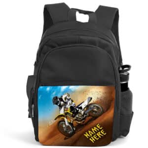 Personalised Dirt Bike Motocross Kids Black Backpack ST512