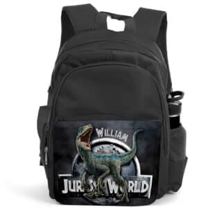 Personalised Jurassic Dinosaur Kids Black Backpack KS109