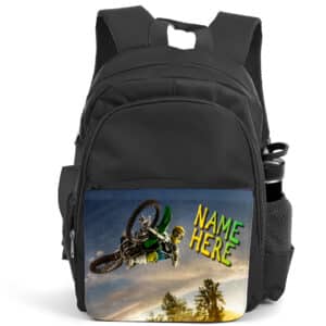 Personalised Dirt Bike Motocross Kids Black Backpack KSU17