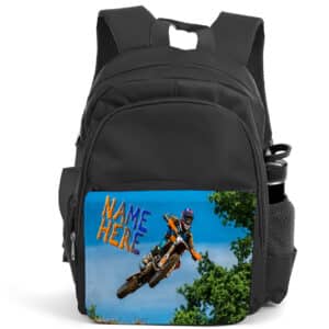 Personalised Dirt Bike Motocross Kids Black Backpack KSU18