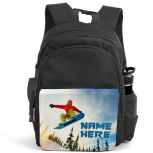 Personalised Snowboarding Kids Black Backpack KS18
