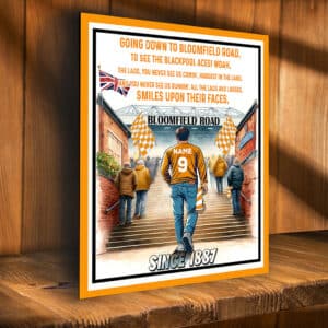 Personalised Blackpool Football Fan Watercolour Stadium Metal Sign SFS07