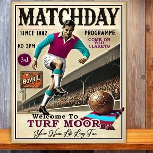 Personalised Burnley Football Programme Retro Metal Sign PCS13