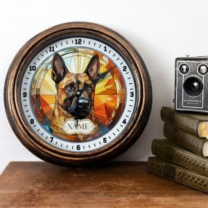 Personalised Belgian Malinois Dog Portrait Wall Clock GDCL09