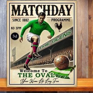 Personalised Clentoran Football Programme Retro Metal Sign PCS19