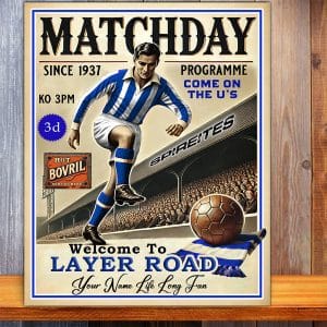 Personalised Colchester United Football Programme Retro Metal Sign PCS22