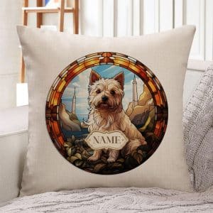 Personalised Cairn Terrier White Dog Portrait Cushion Cover GDC25