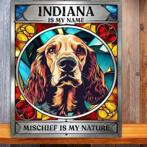 Personalised Cocker Dog Mischief Metal Sign DG13