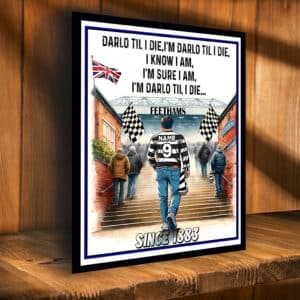 Personalised Darlington Football Fan Watercolour Stadium Metal Sign SFS21