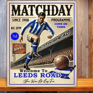 Personalised Huddersfield Football Programme Retro Metal Sign PCS43