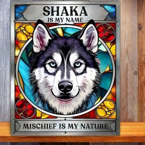 Personalised Husky Dog Mischief Metal Sign DG27