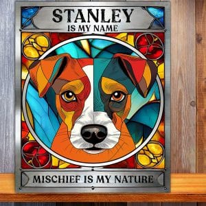 Personalised Jack Russell Dog Mischief Metal Sign DG29