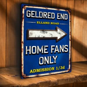 Vintage Leeds United Football Fan Home Stand Metal Sign HF37