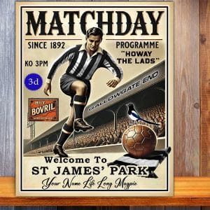 Personalised Newcastle Football Programme Retro Metal Sign PCS61