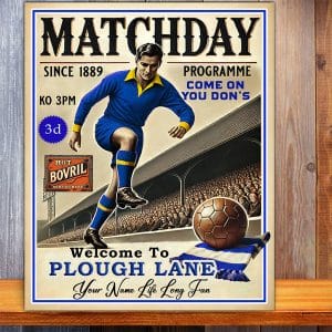 Personalised Wimbledon Football Programme Retro Metal Sign PCS98