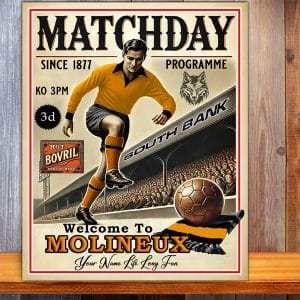 Personalised Wolverhampton Football Programme Retro Metal Sign PCS99