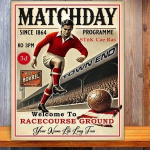 Personalised Wrexham Football Programme Retro Metal Sign PCS100
