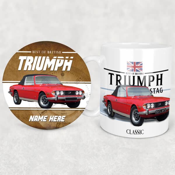 Personalised Triumph Stag Classic Car Mug & Coaster Set CLC53