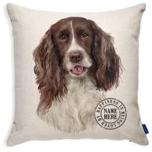 Personalised Brown & White Spaniel Cushion Cover KDC77