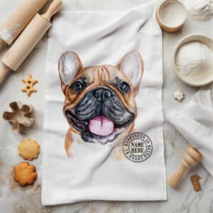 Personalised French Bulldog Frenchie Dog Kitchen Tea Towel KDC19