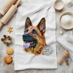 Personalised German Shepherd Alsatian Dog Kitchen Tea Towel KDC20