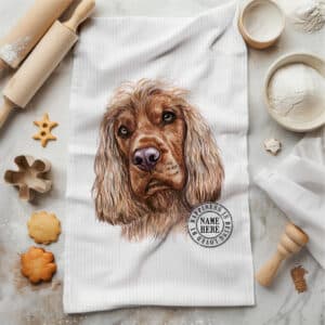 Personalised Golden Cocker Dog Kitchen Tea Towel KDC21