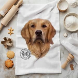 Personalised Golden Retriever Dog Kitchen Tea Towel KDC22