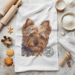Personalised Yorkie Yorkshire Terrier Dog Kitchen Tea Towel KDC36