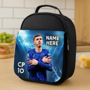 Personalised Palmer Chelsea Football Black School Lunch Bag LU08