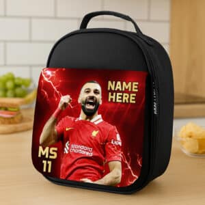 Personalised Salah Liverpool Football Black School Lunch Bag LU22
