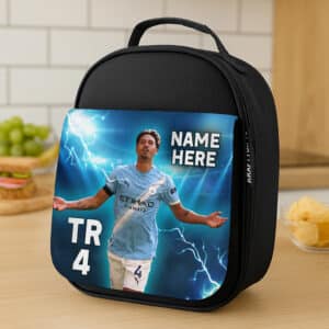 Personalised Reijnders Man City Football Black School Lunch Bag LU30
