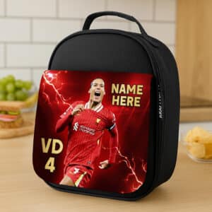 Personalised Van Dijk Liverpool Football Black School Lunch Bag LU33
