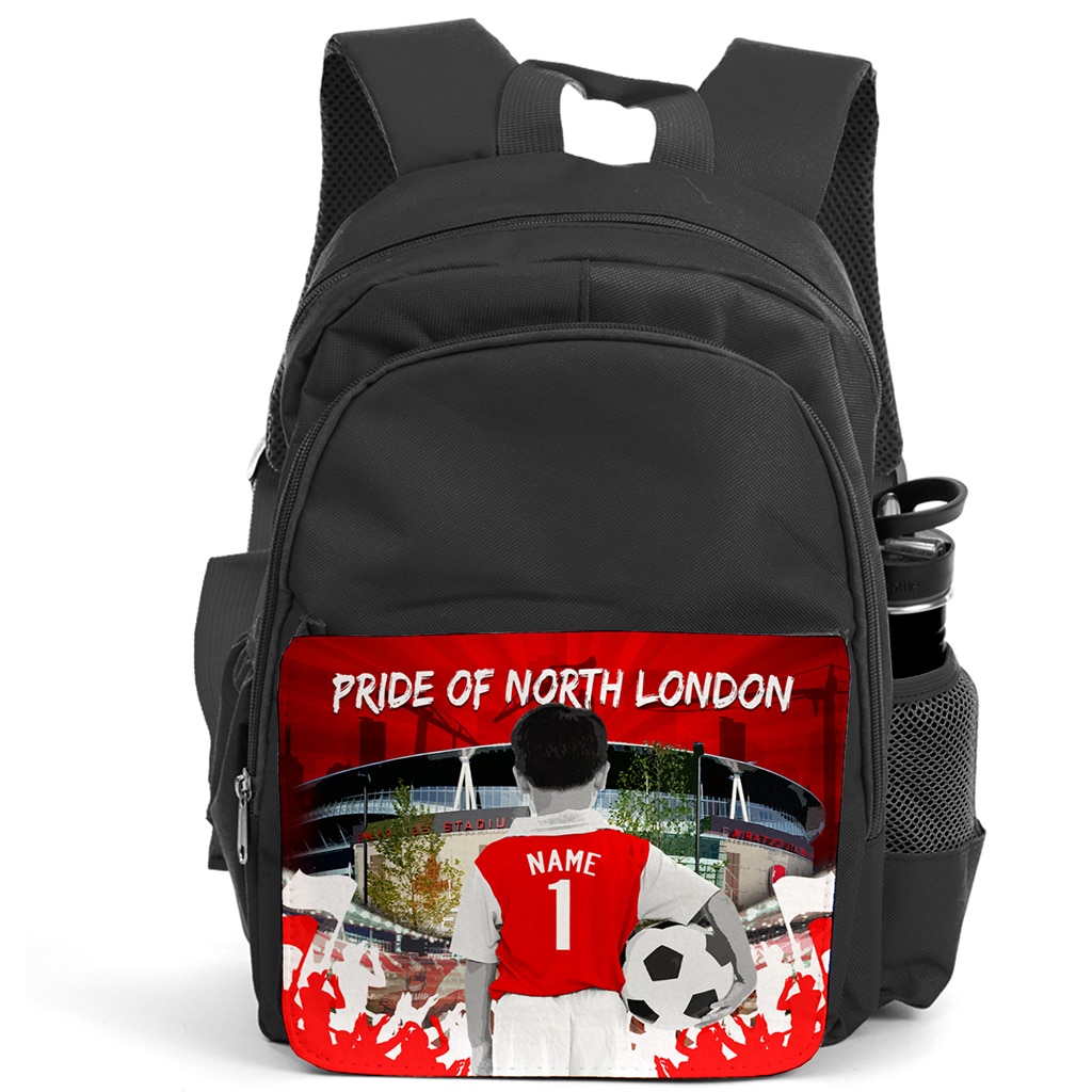 Personalised Arsenal Kids Football Black Backpack CF02 - Personalised Gift