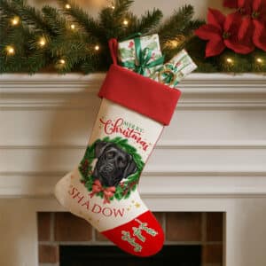 Personalised Black Labrador Dog Christmas Stocking DWST07